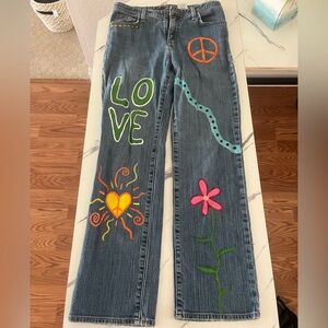 Eddie Bauer Jeans. Size 4. Hand Painted.